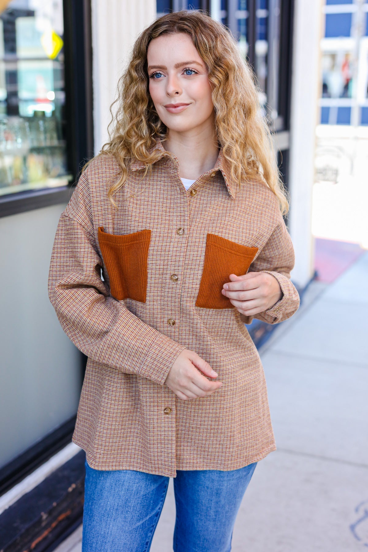 Start Your Day Rust Flannel Plaid Oversized Shacket