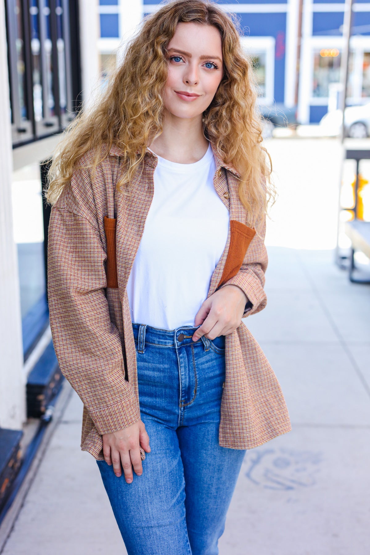 Start Your Day Rust Flannel Plaid Oversized Shacket