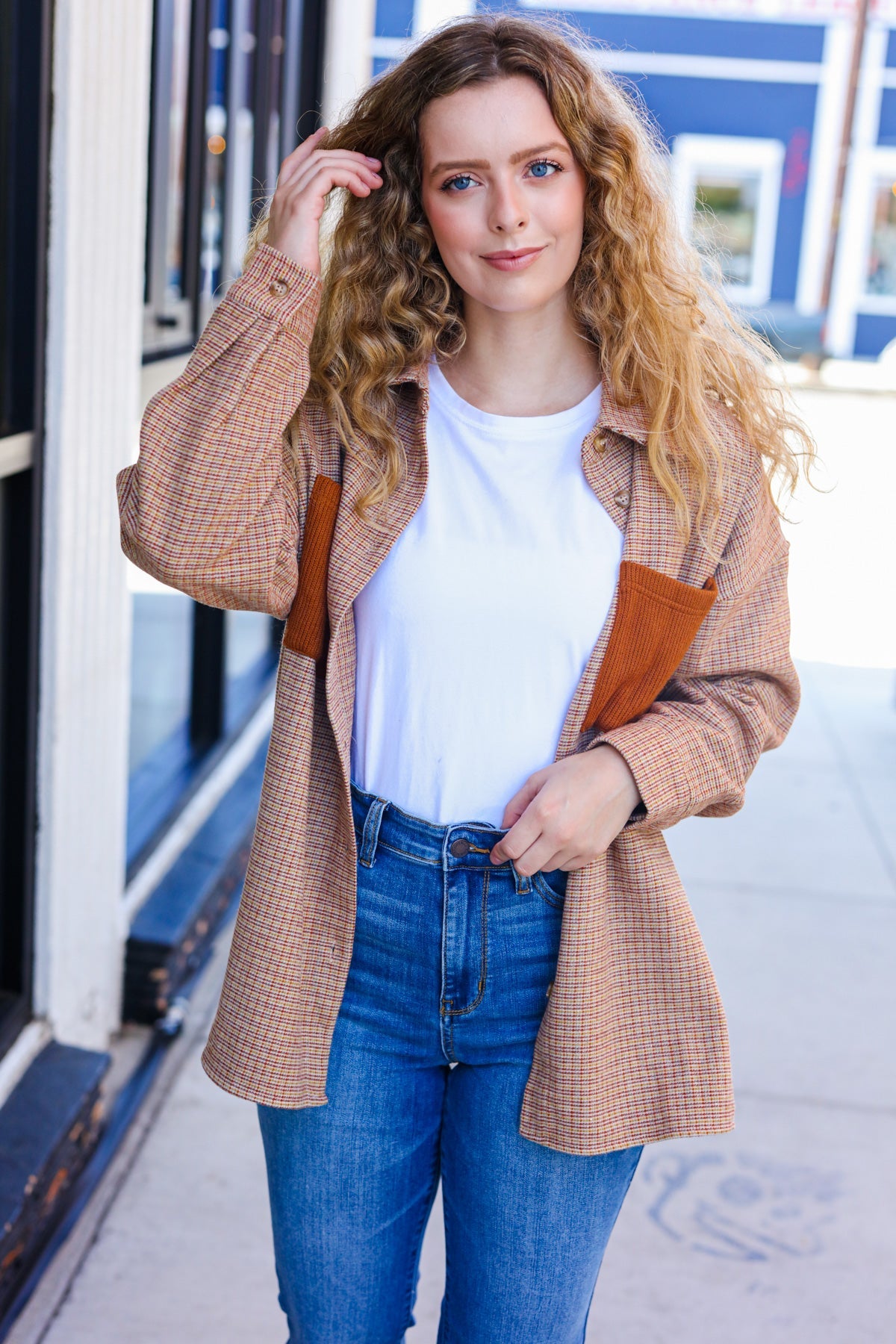 Start Your Day Rust Flannel Plaid Oversized Shacket