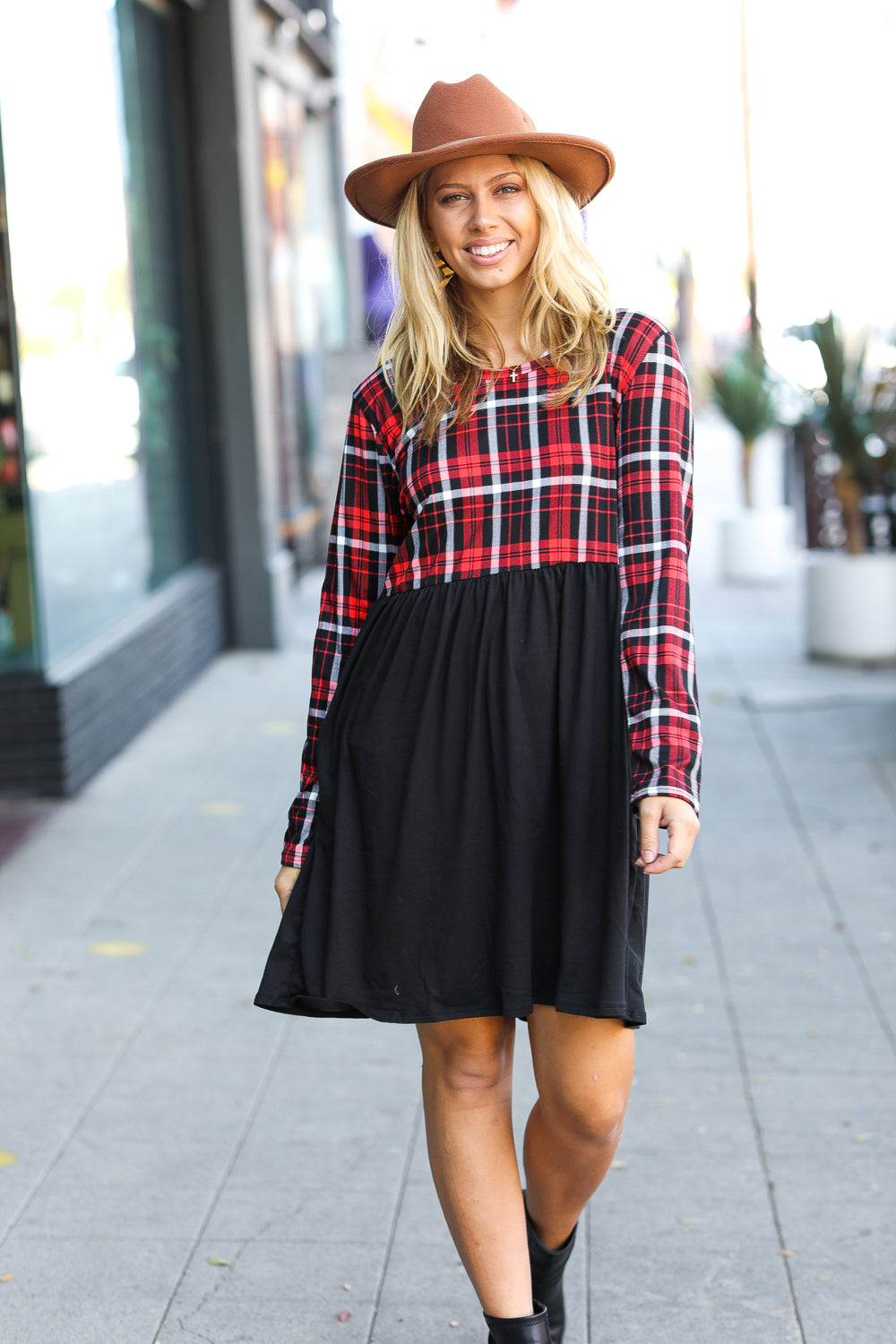 Holiday Plaid Twofer Babydoll Dress Southern Belles & Company Boutique Holiday Plaid Twofer Babydoll Dress Southern Belles & Company Boutique