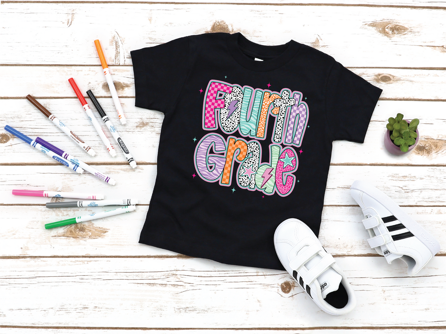 Girls Doodle 4th Grade Back to School Graphic Tee