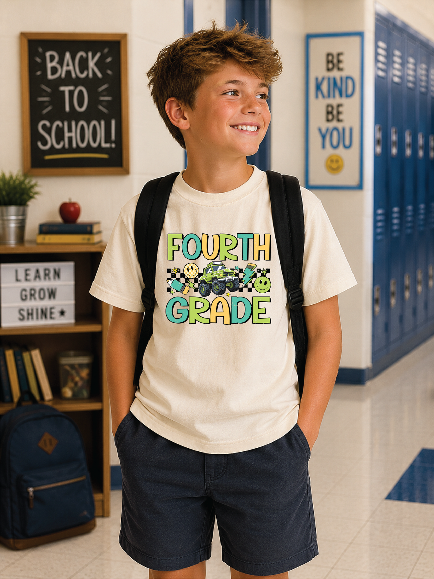 Boys 4th Grade Truck Back to School Graphic Tee