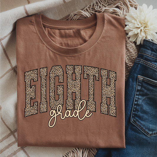 EIGHTH GRADE LEOPARD Letters Graphic T-Shirt