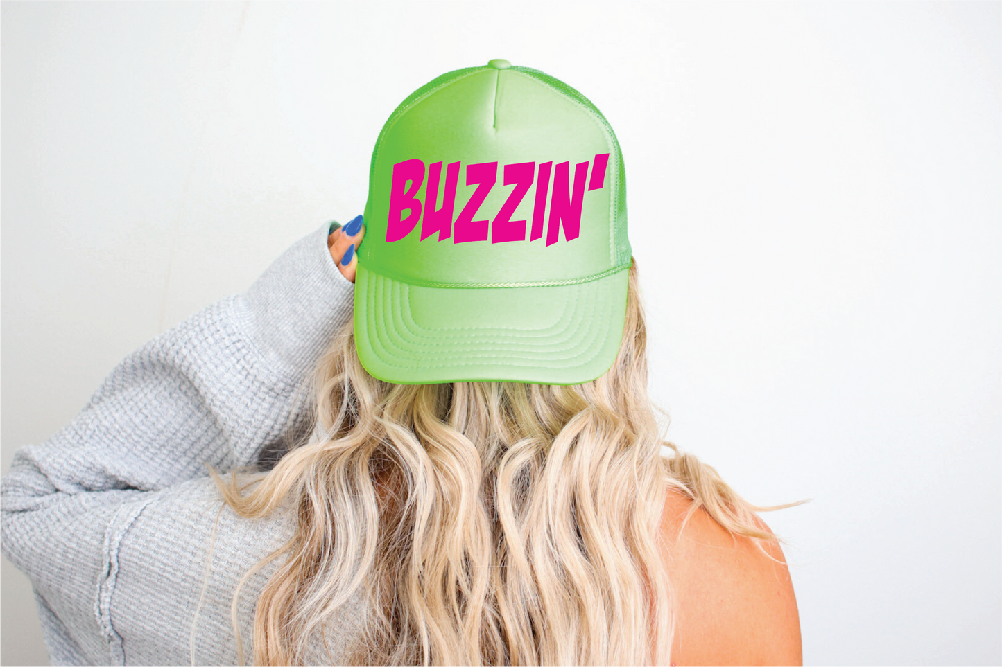 Buzzin DTF Printed Neon Green Trucker Hat