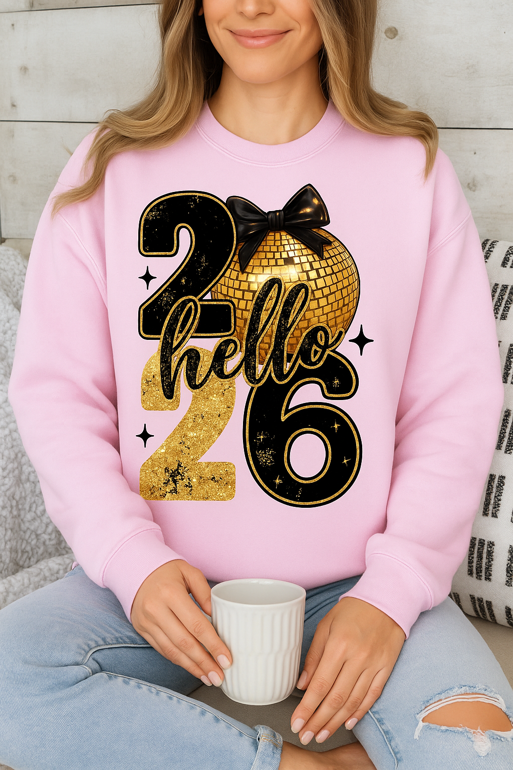 Hello 2026 Faux Glitter - Unisex Graphic Sweatshirt
