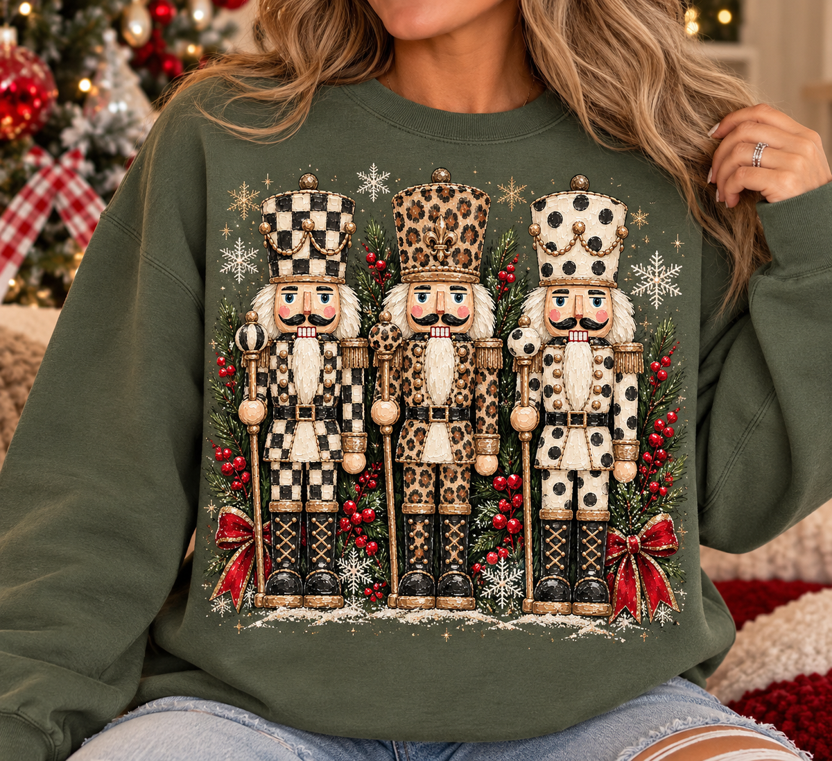 Pattern Nutcrackers- Christmas Graphic Sweatshirt/Tee