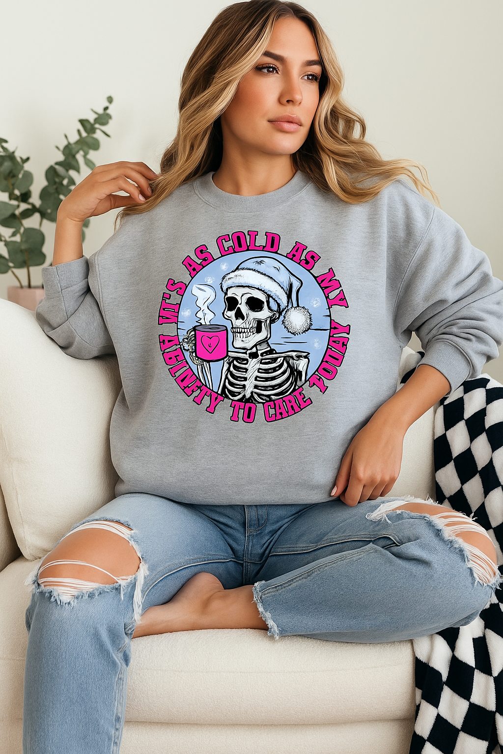 COLDER THAN MY ABILITY TO CARE - UNISEX ATHLETIC GREY SWEATSHIRT