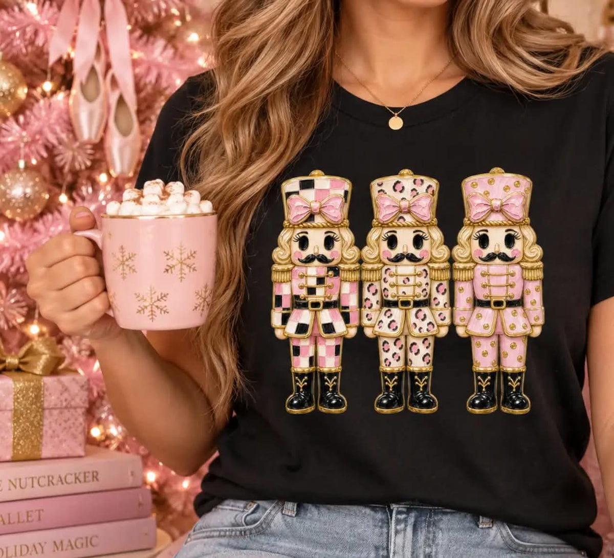 Three Pink Nutcrackers- UNISEX GRAPHIC SWEATSHIRT/TEE