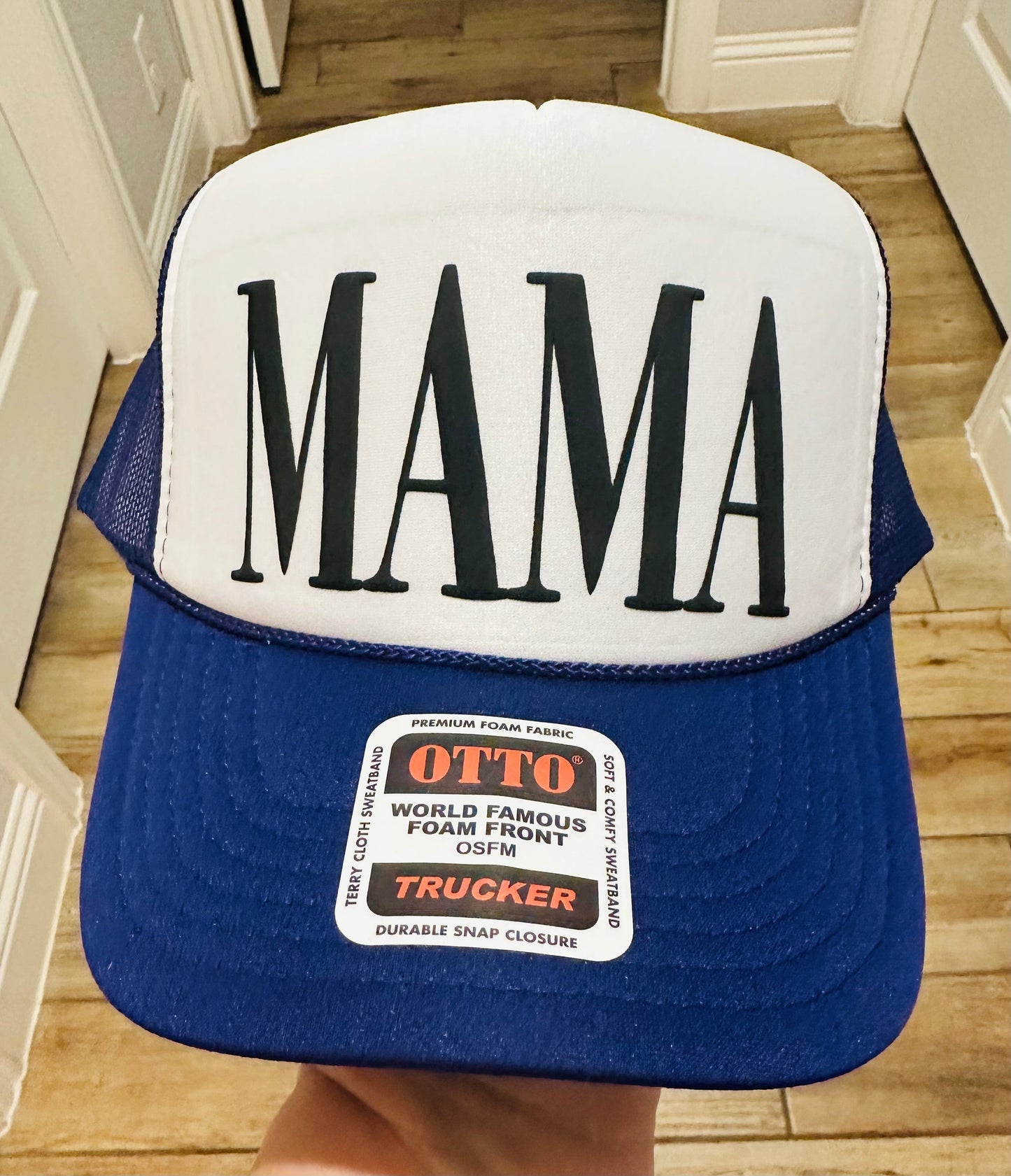 MAMA Puff Vinyl Black 0n Purple and White Foam Trucker Hat