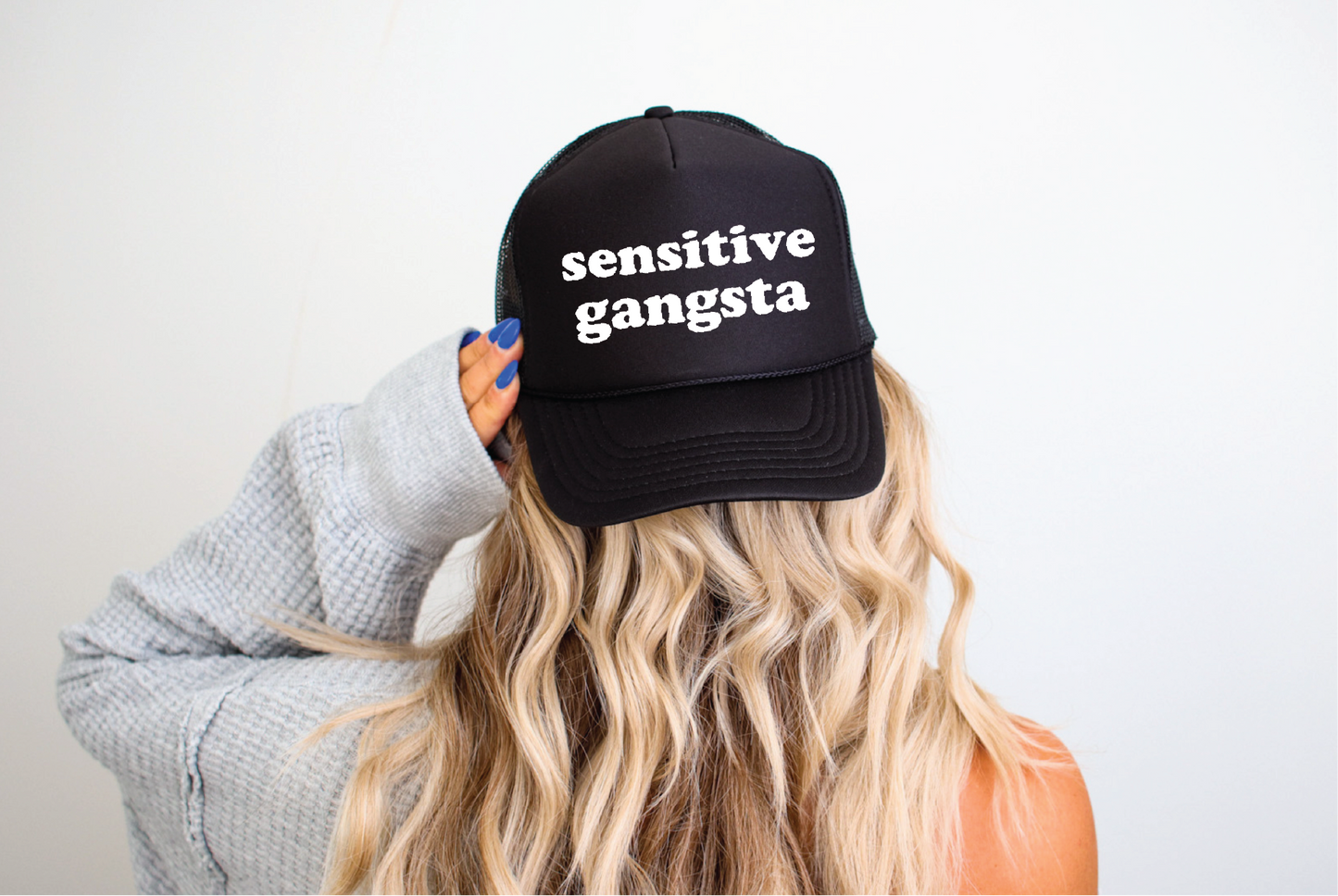 Sensitive Gangsta - UNISEX BLACK TRUCKER HAT