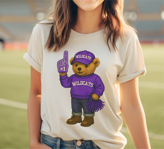 Game Day Teddy Bear School Spirit Tee- Football Graphic T-shirt