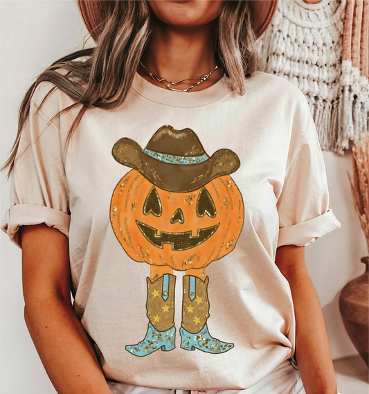 Cowboy Jack-O-Lantern Pumpkin Fall Graphic Sweater