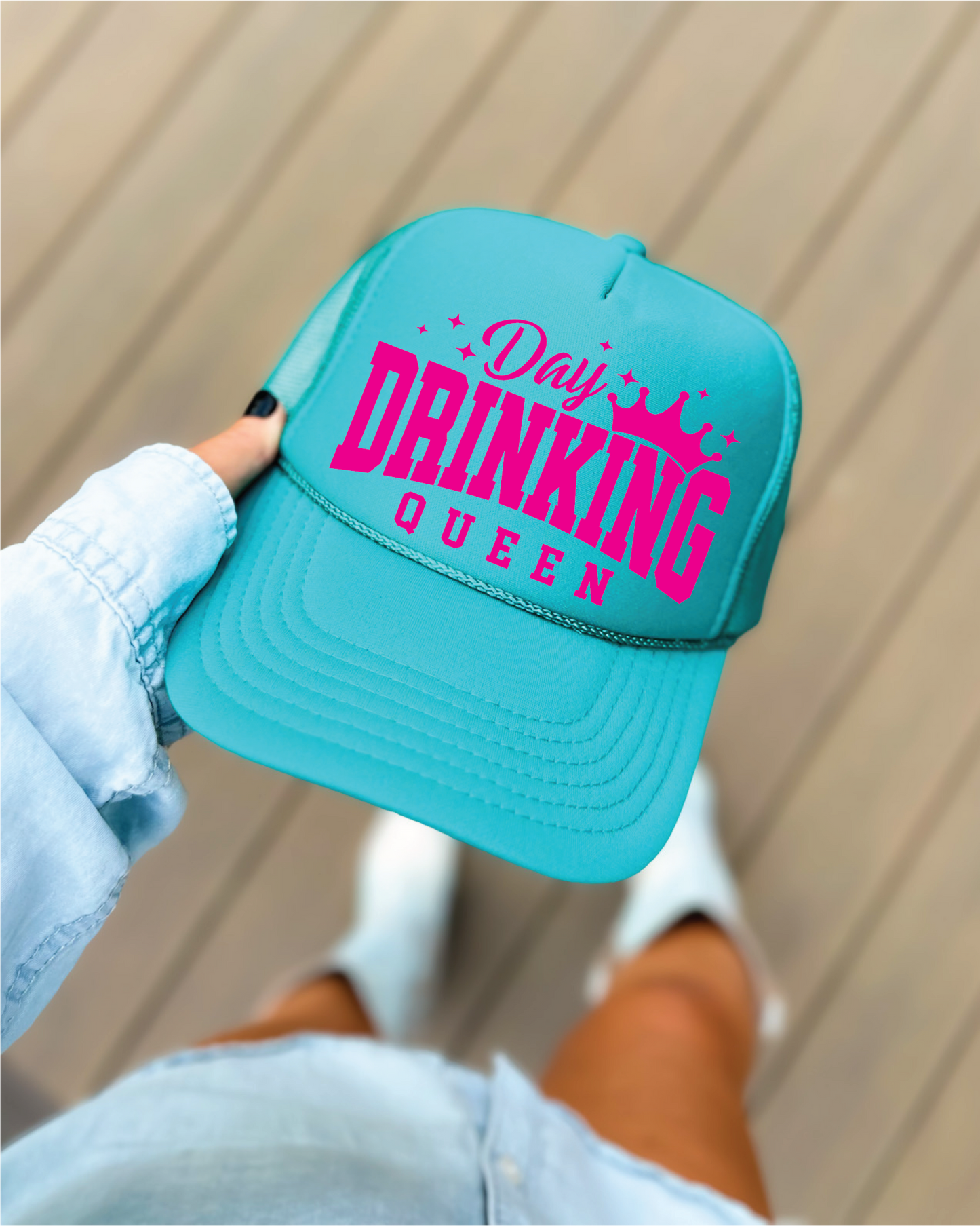 Day Drinking Queen DTF Printed Jade Trucker Hat