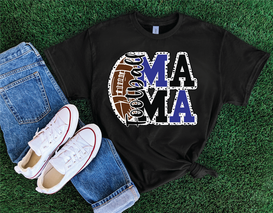 Football Mama Blue- Football Graphic T-shirt