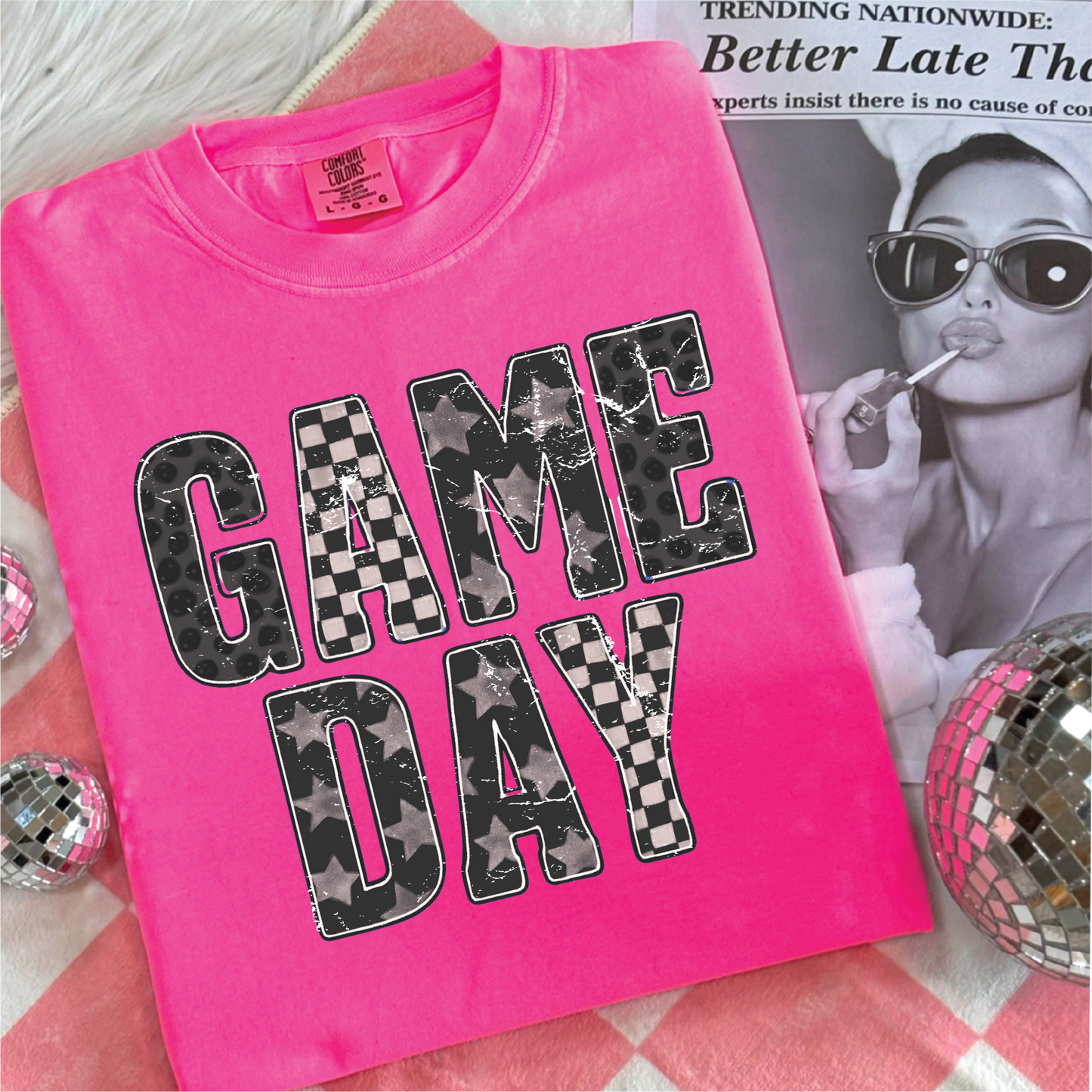 Game Day Pattern Letters Graphic Tee