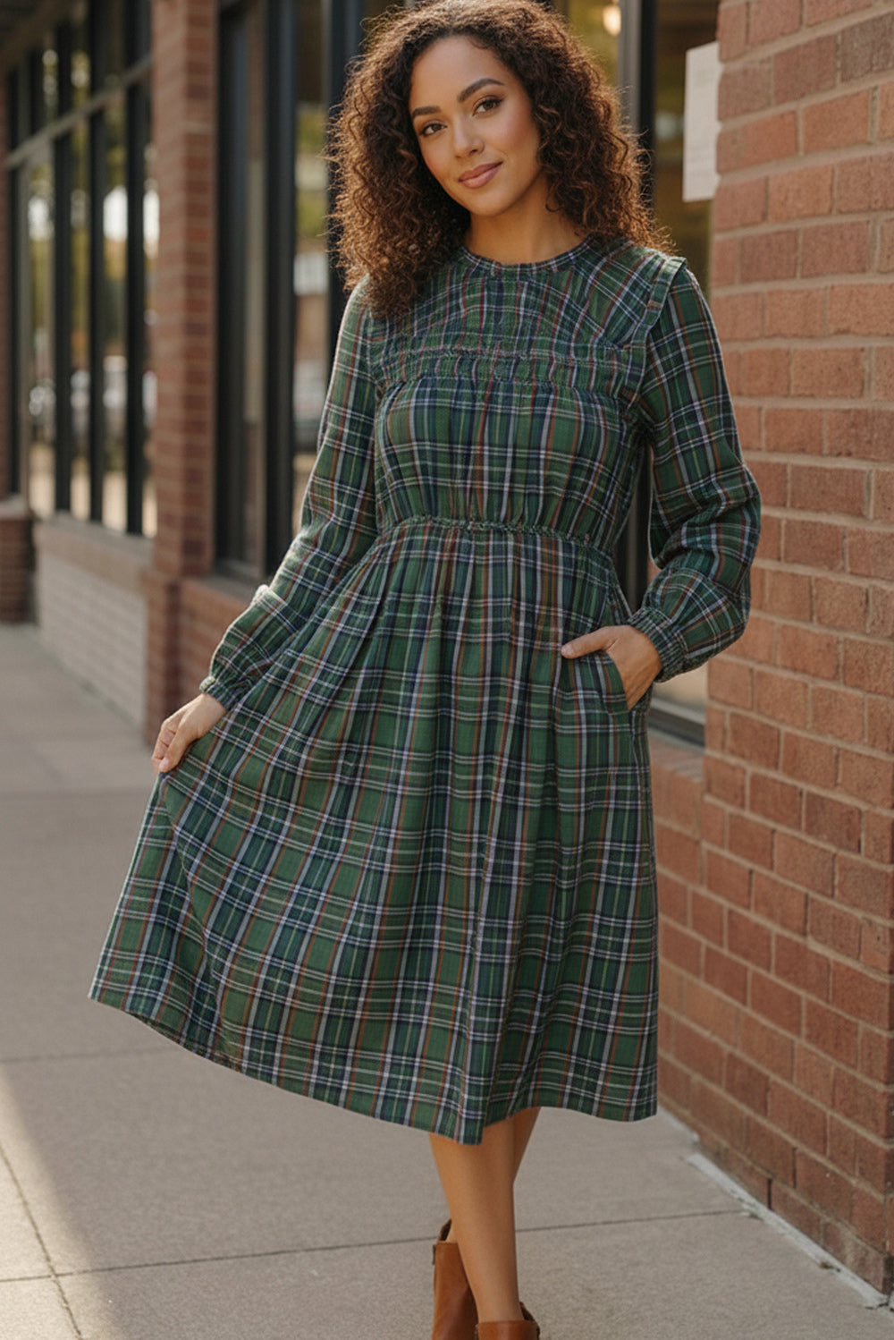 womens plaid midi dress Cedar Lane Plaid Midi Dress – Southern Belles & Company Boutique