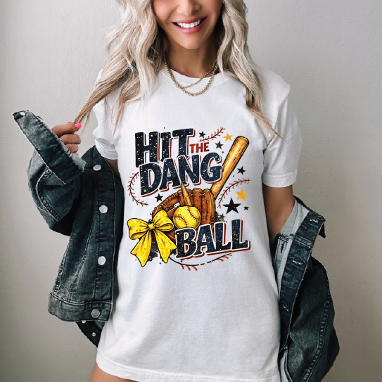 Hit The Dang Ball Softball- UNISEX WHITE Tee