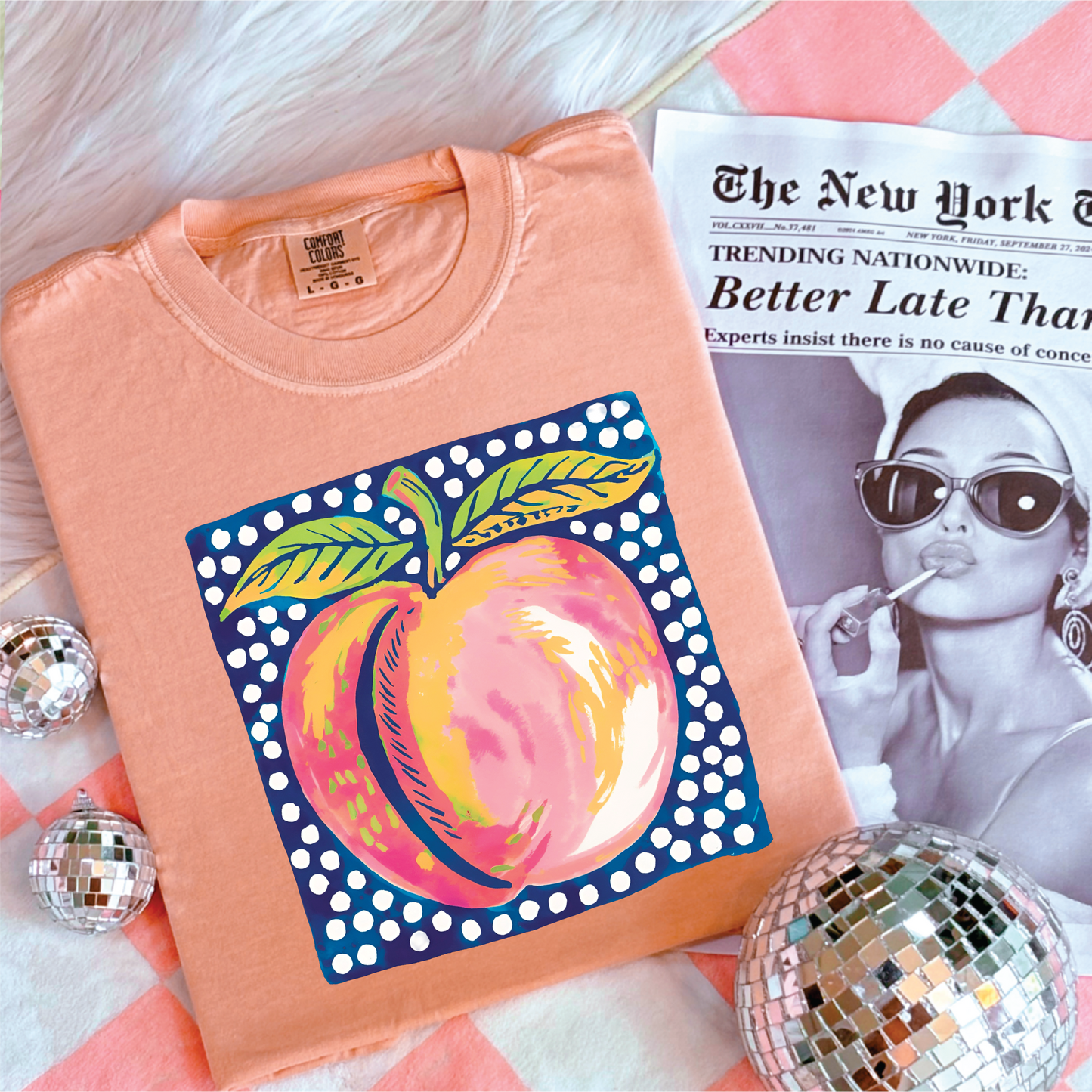 Polka Dotted Peach Graphic Tee