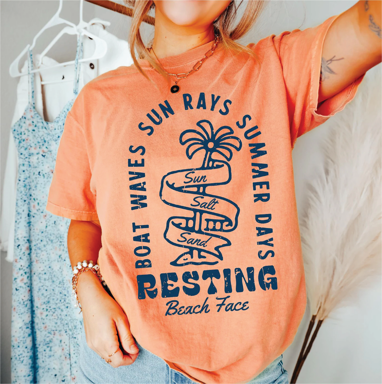 Resting Beach Face Summer Graphic Tee