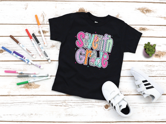 Girls Doodle 7th Grade Back to School Graphic Tee