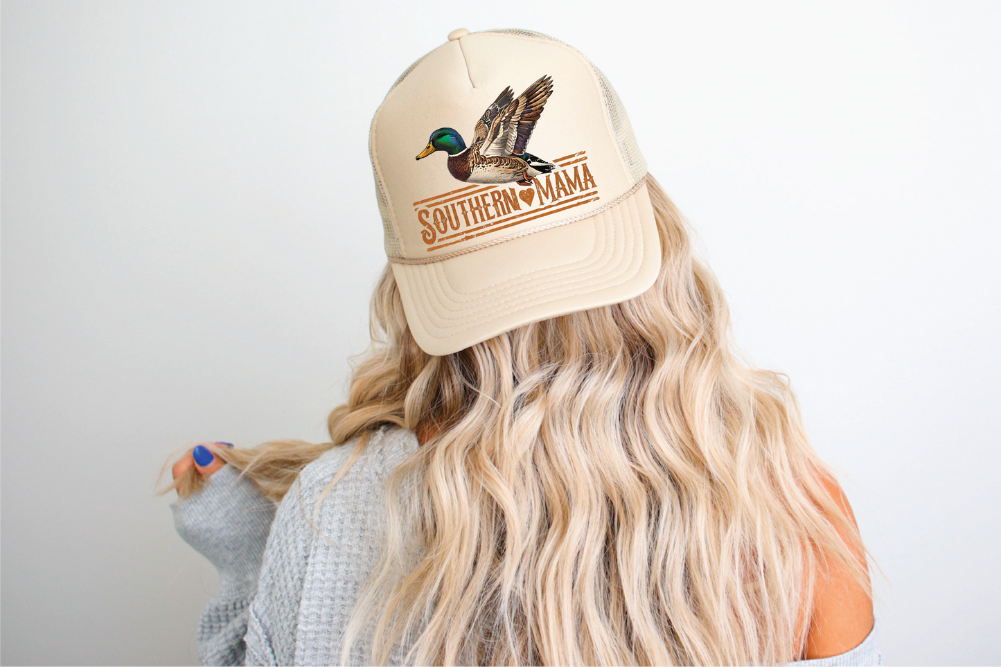 Southern Mama DTF Printed Tan Trucker Hat