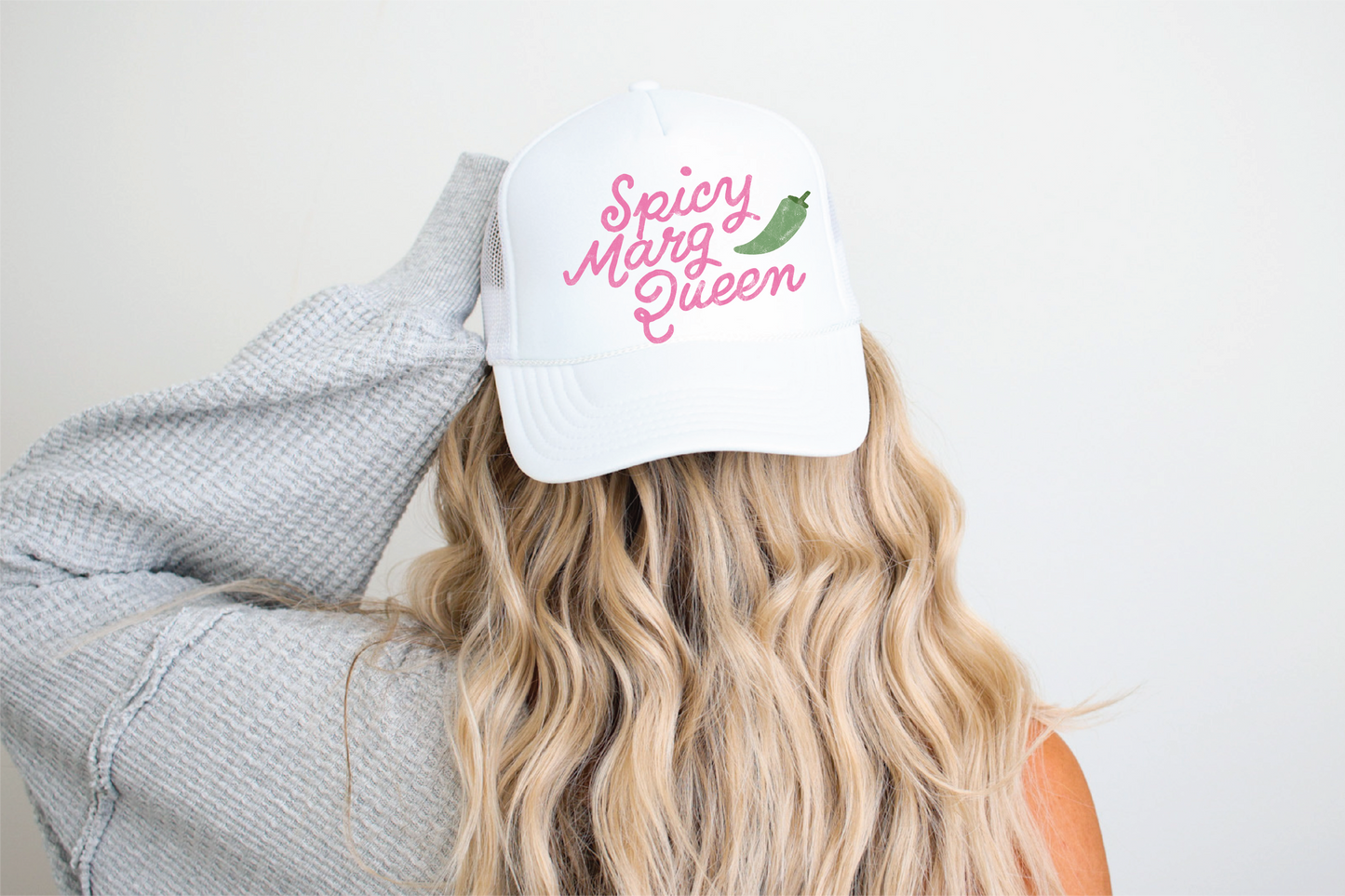 Spicy Marg Queen DTF Printed White Trucker Hat