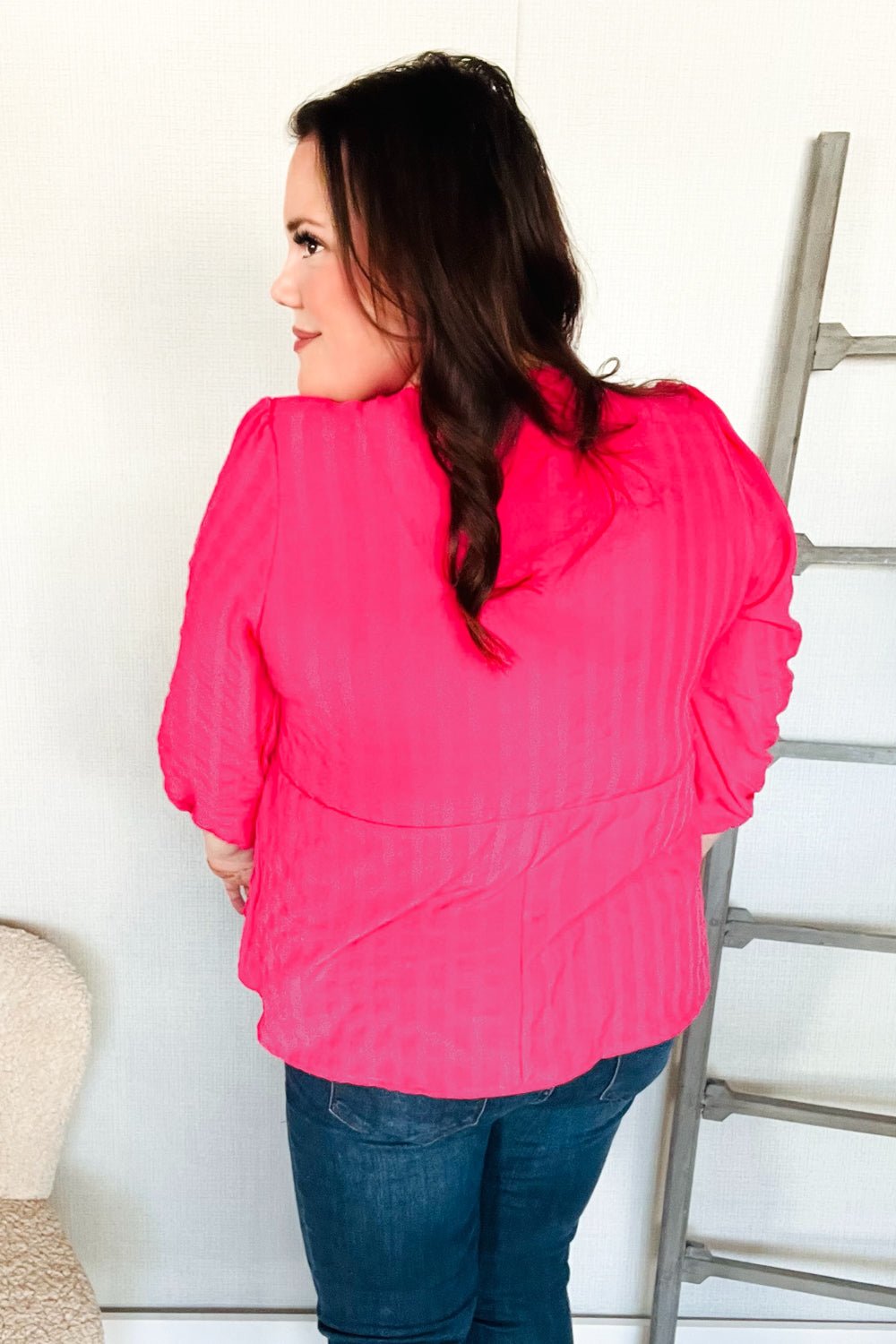 Stay With Me Pink V Neck Ribbon Bow Babydoll Woven Blouse - Southern Belles & Company Boutique