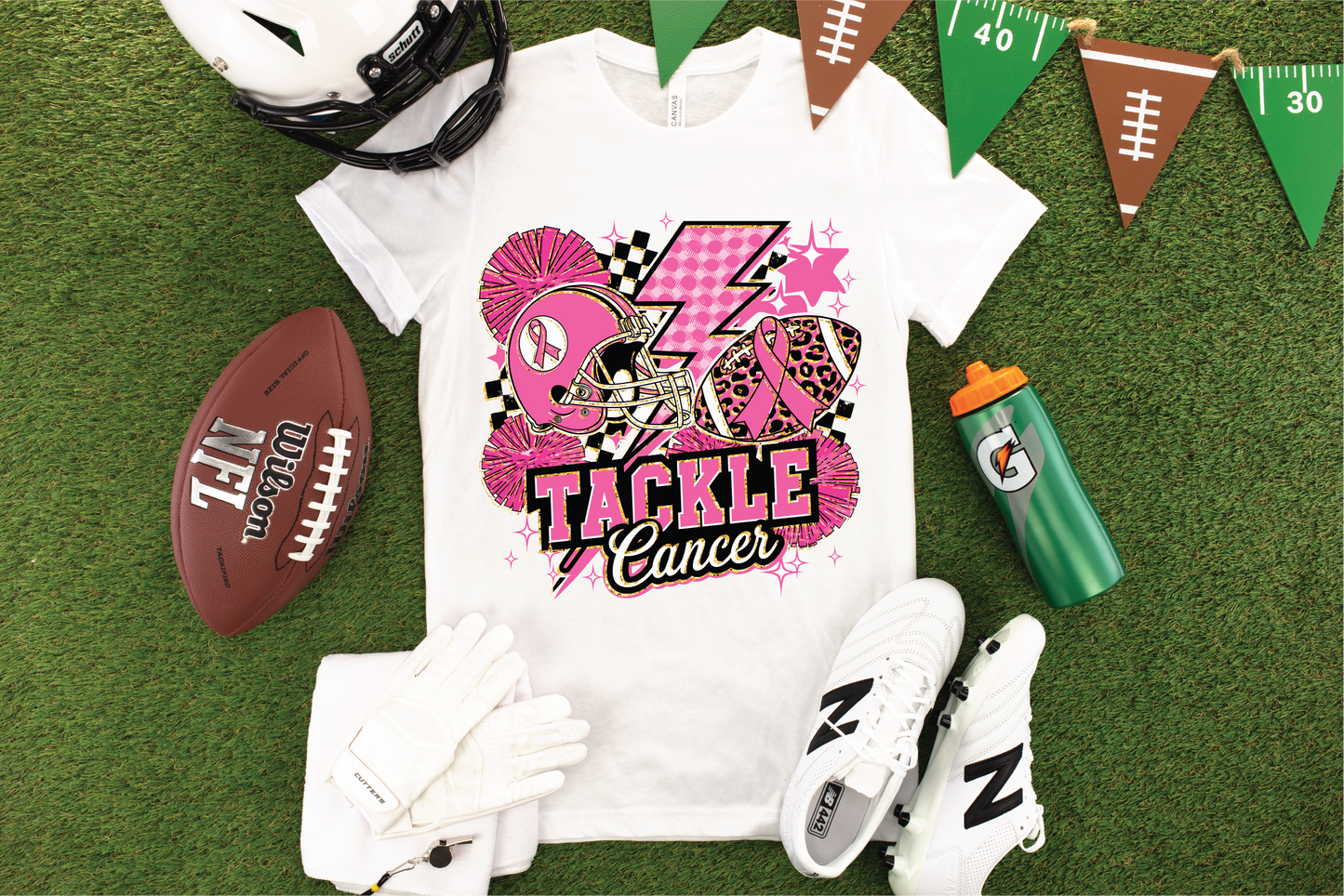 Tackle Cancer- Football Graphic T-shirt