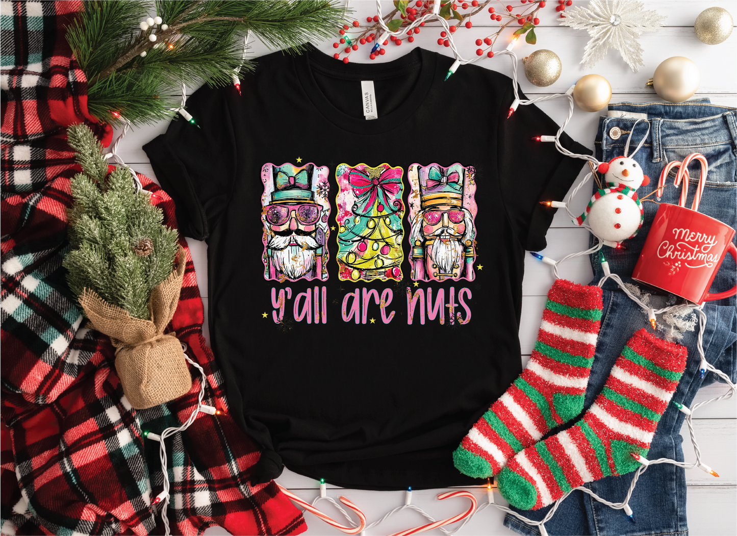 Y'all Are Nuts- Christmas Unisex Graphic T-Shirt