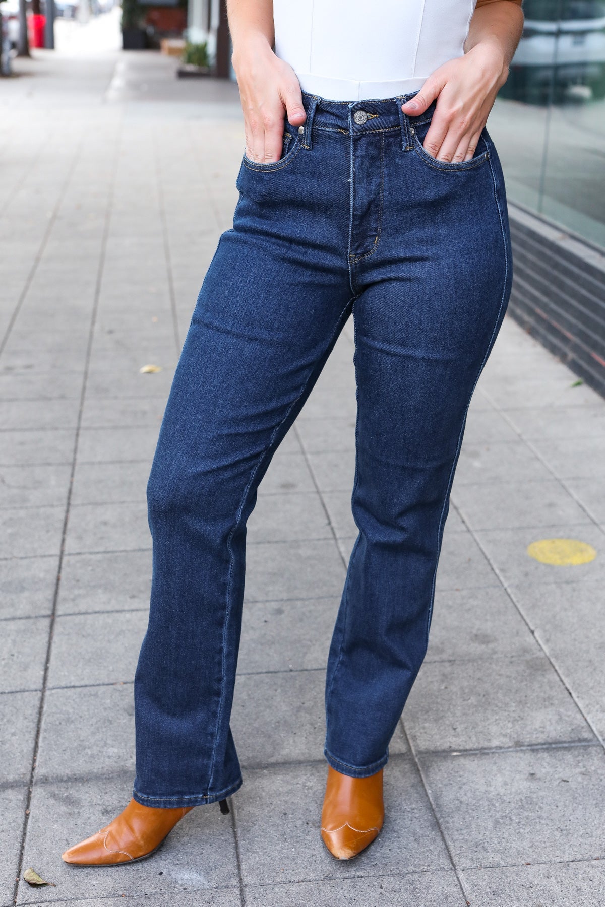 Judy Blue Dark Wash High Waisted Straight Fit Jeans