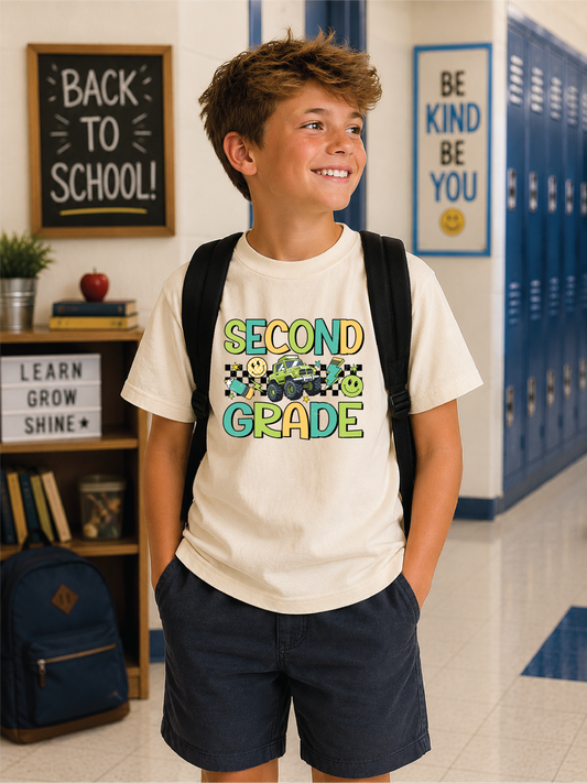 Boys 2nd Grade Truck Back to School Graphic Tee