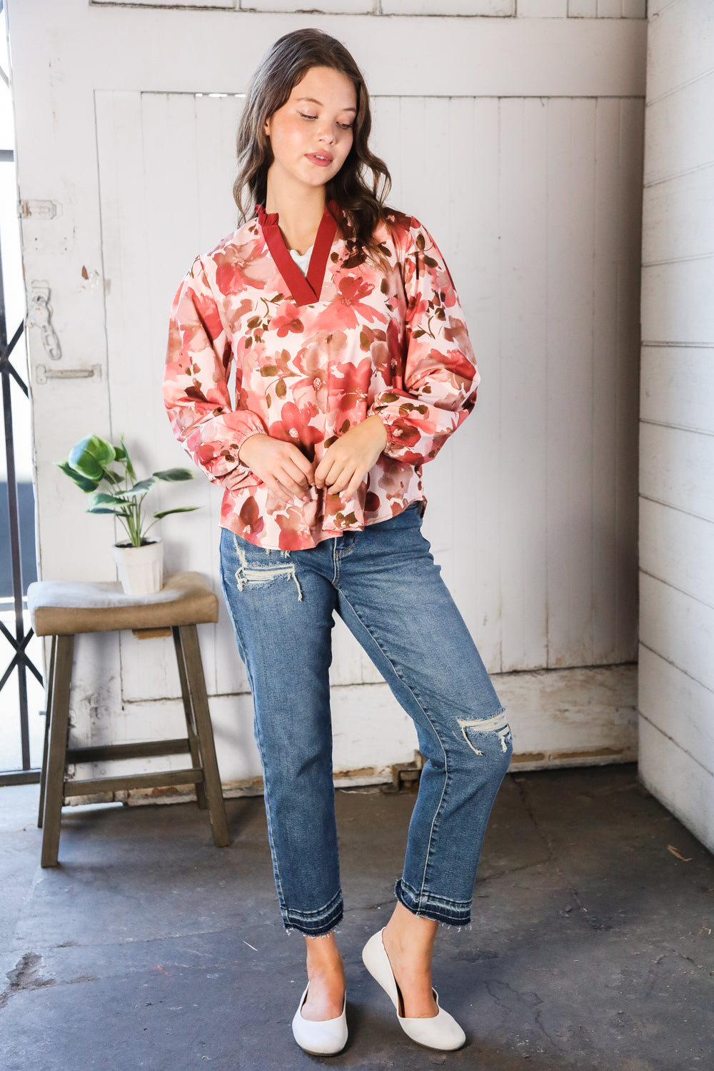 On Blossom Lane Floral Blouse