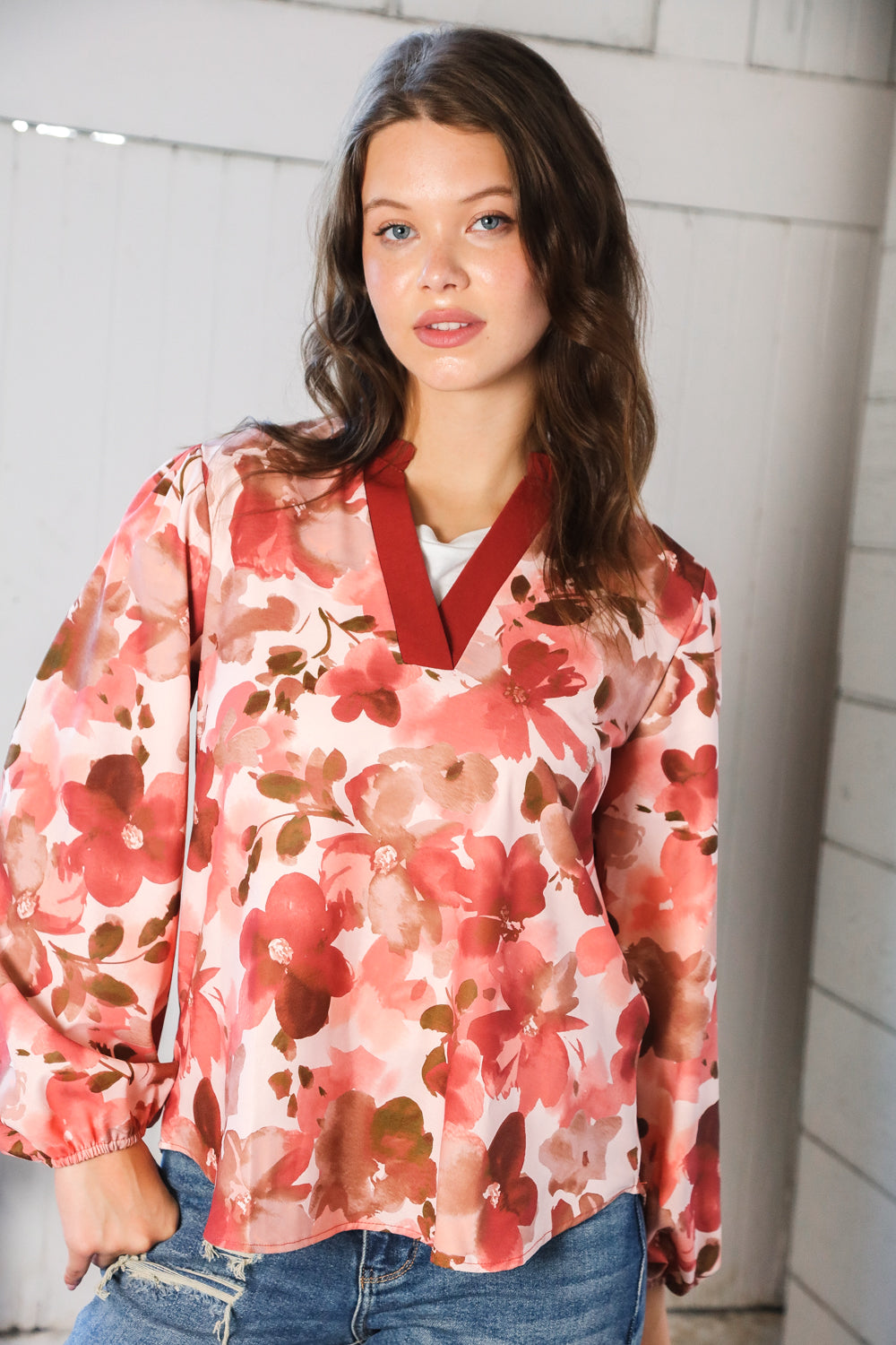 On Blossom Lane Floral Blouse