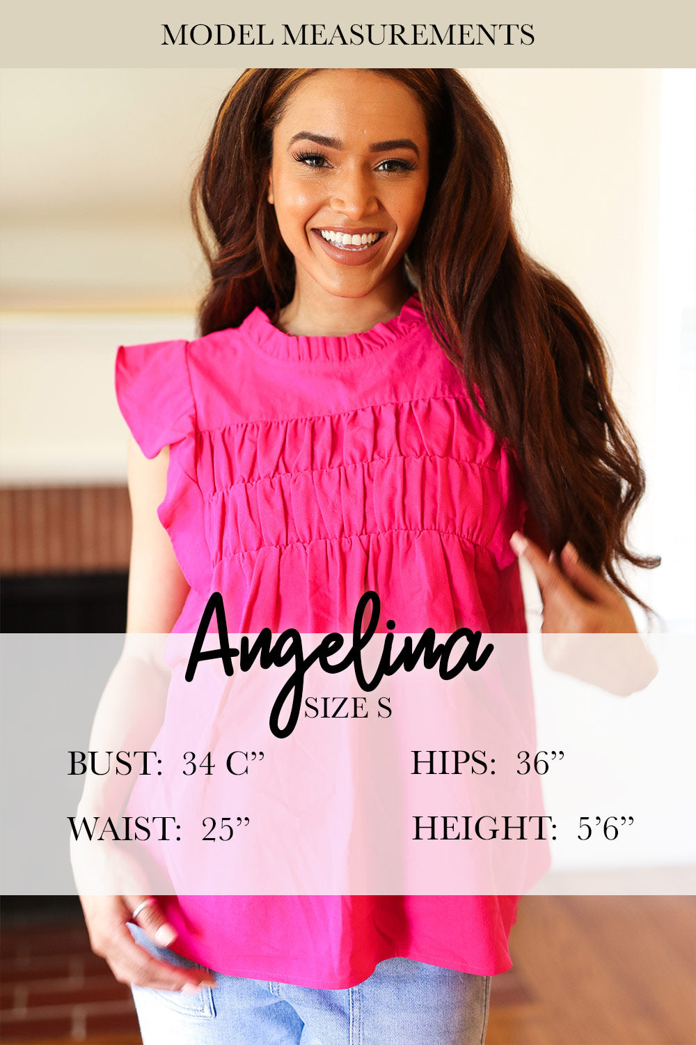 Find Love Hot Pink Abstract Print Frill Notch Neck Dress