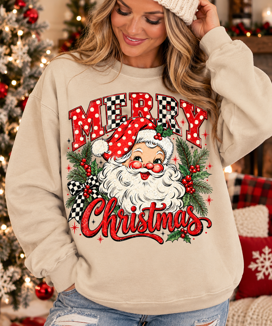 Merry Christmas Pattern Santa - Unisex Sweatshirt/Tee