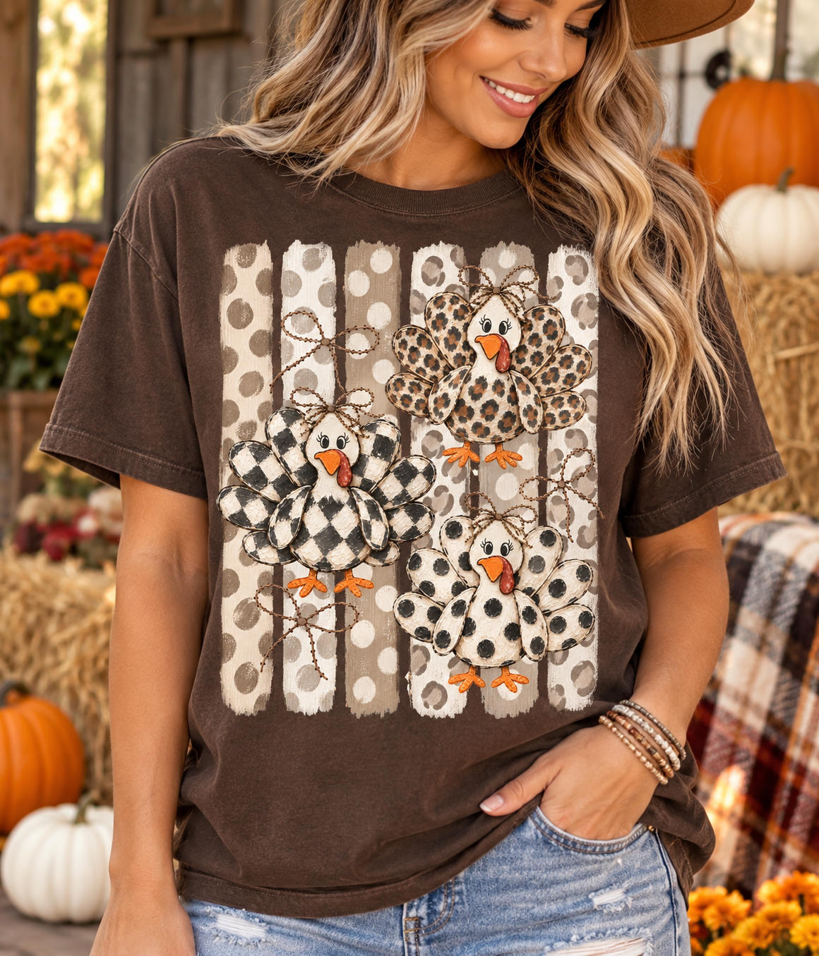 Three Pattern Turkeys - Unisex Graphic Sweatshirt/Tee