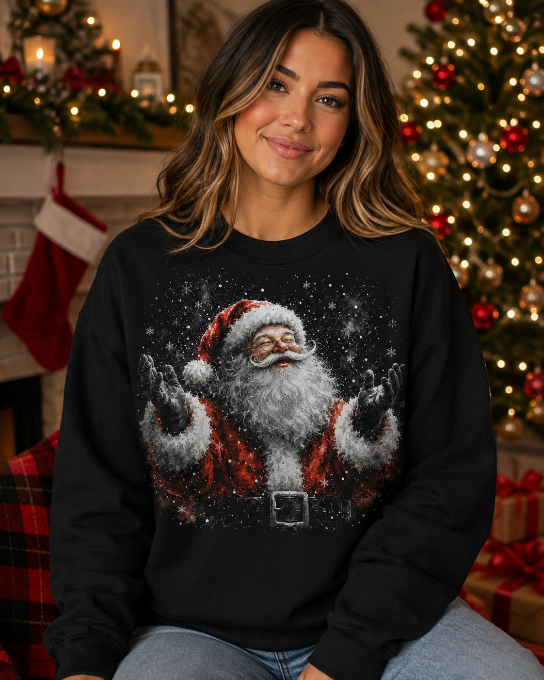 HAPPY SANTA - UNISEX GRAPHIC SWEATSHIRT/TEE