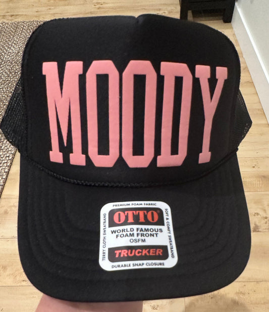 3D Puff Pink Vinyl Moody on Black Foam Trucker Hat