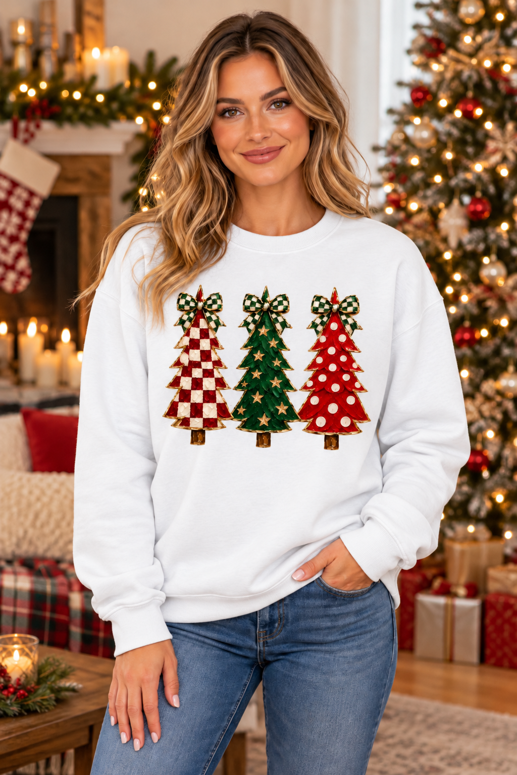 Pattern Christmas Trees- Graphic Sweatshirt/Tee