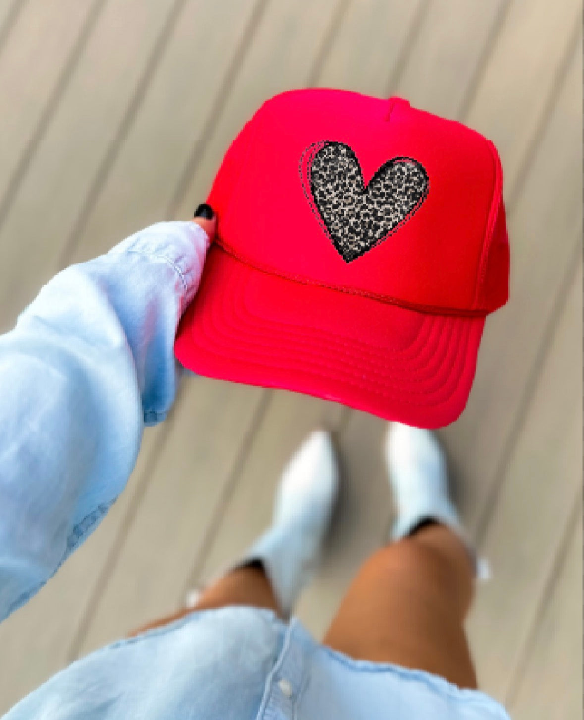 LEOPARD HEART - Red Foam Trucker Hat