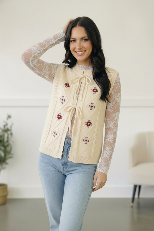 Sweetheart Stitch Embroidered Vest