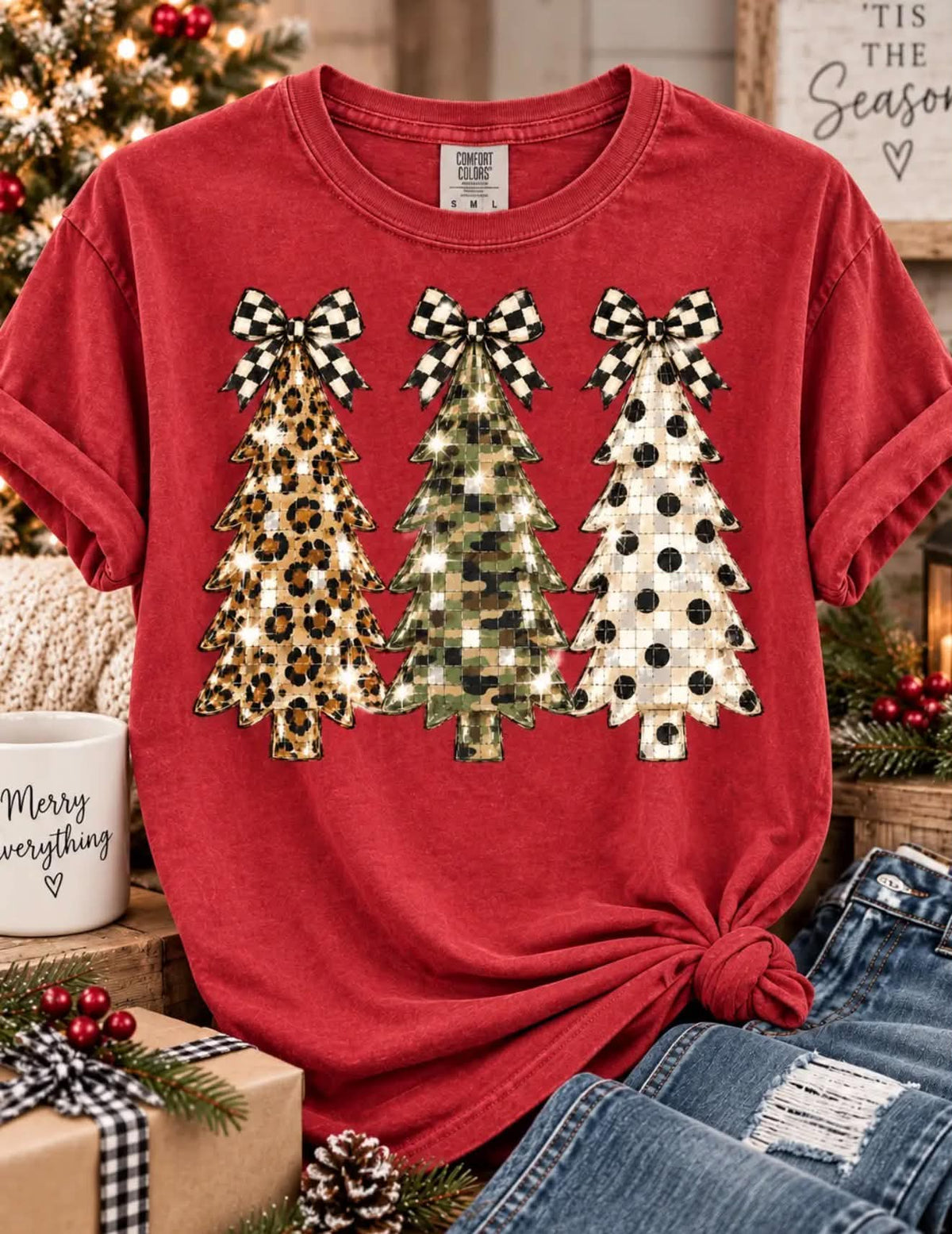 Three Pattern Christmas Trees- UNISEX GRAPHIC SWEATSHIRT OR TEE