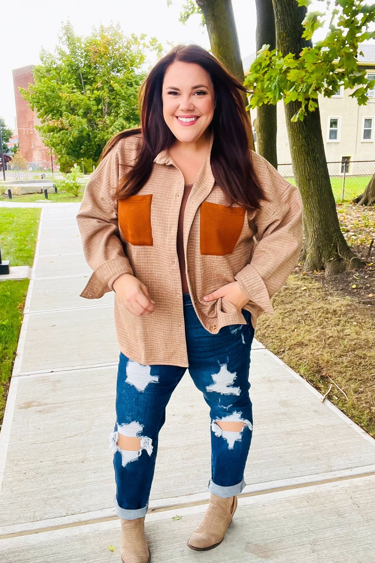 Start Your Day Rust Flannel Plaid Oversized Shacket