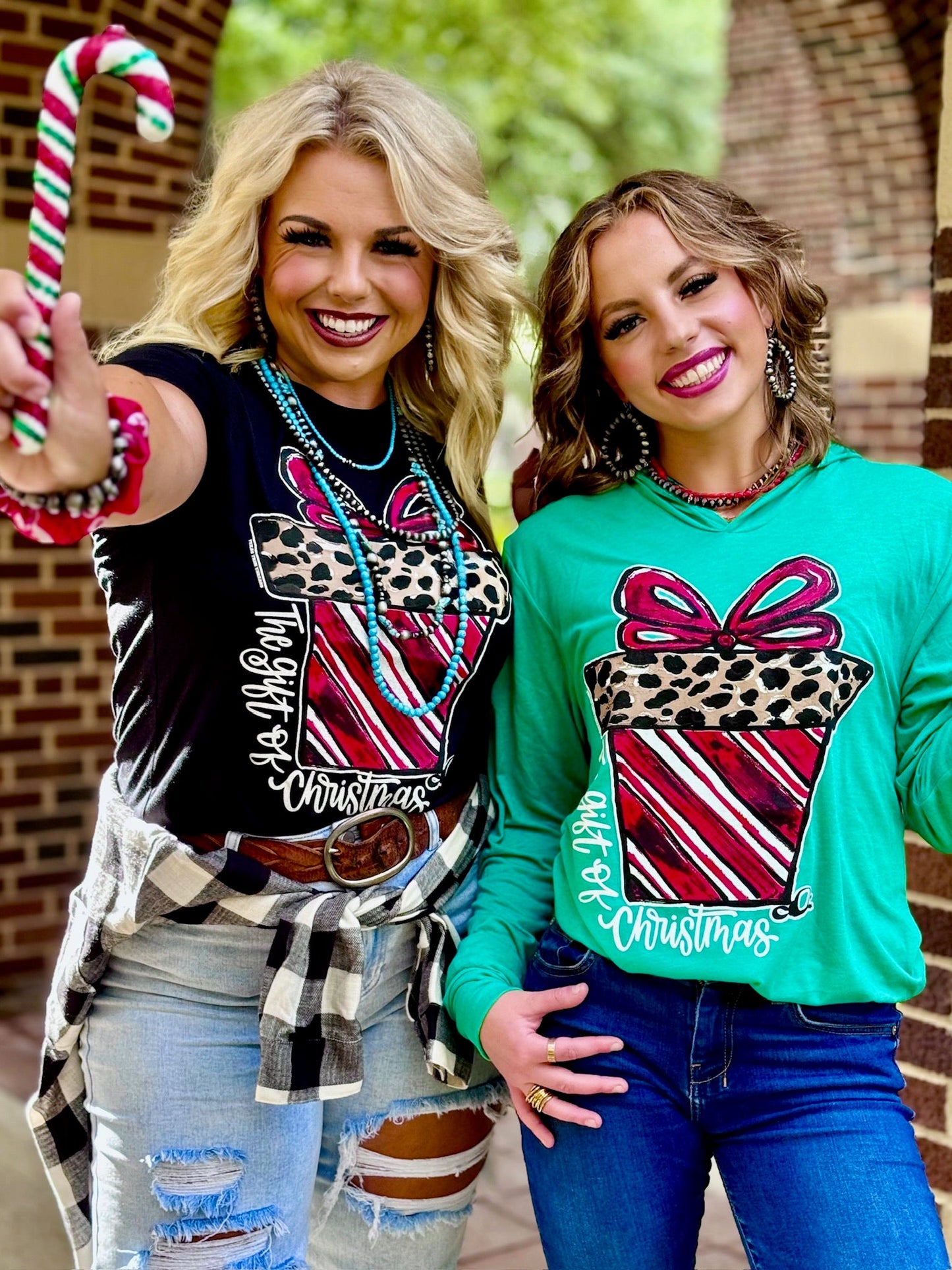 Callie Ann Stelter Candy Cane Present Tee & Sweatshirt