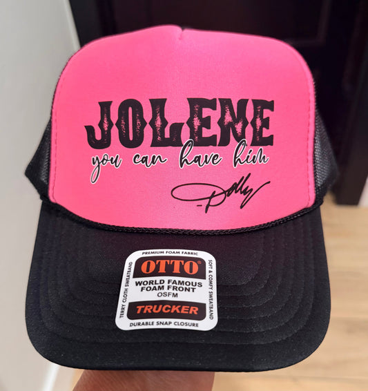 Jolene you can have him -  DTF Printed - UNISEX Neon Pink and Black Trucker Hat