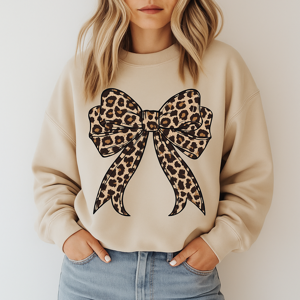 LEOPARD BOW - UNISEX GRAPHIC SWEATSHIRT