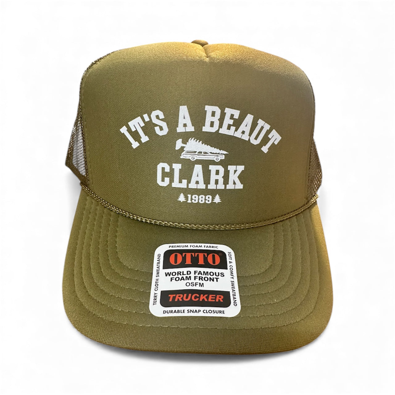 It's A Beaut Clark DTF Printed Olive Trucker Hat