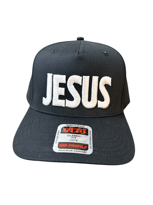 Jesus Puff Embroidered - Unisex Black Canvas Hat
