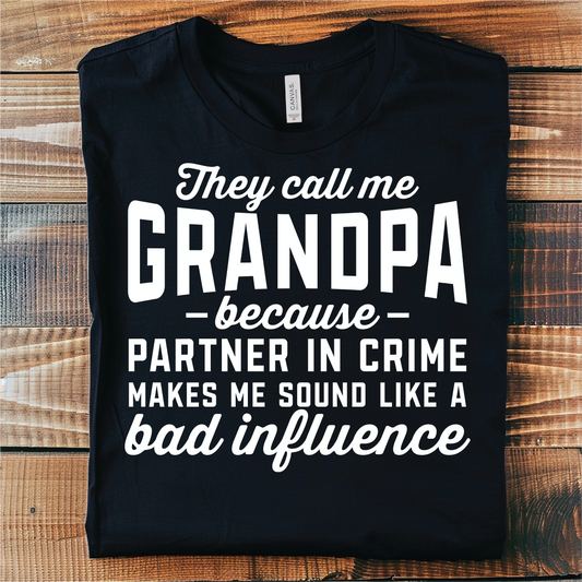Grandpa Because Partner in Crime Father's Day Graphic Tee