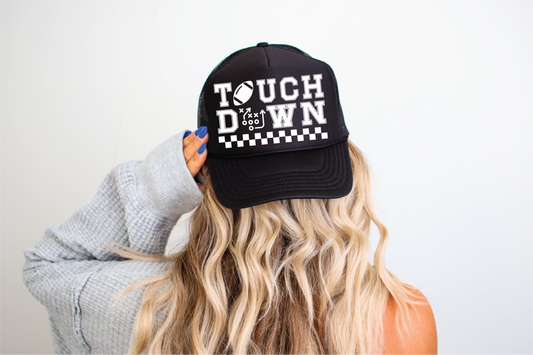Touchdown DTF Printed Black Trucker Hat